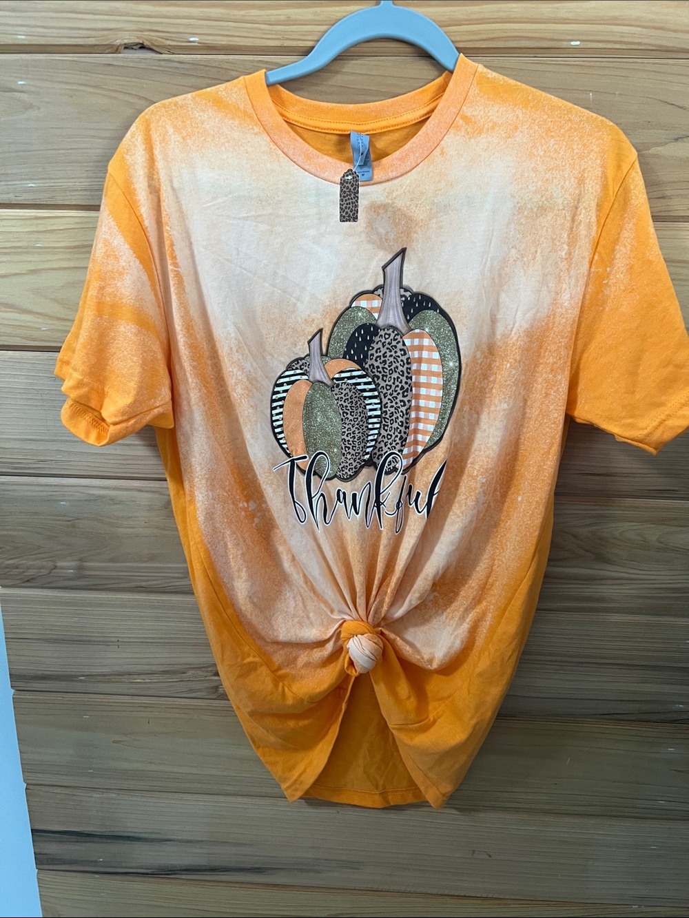 Next Level Apparel Orange Tie-Front Pumpkin Graphic Tee